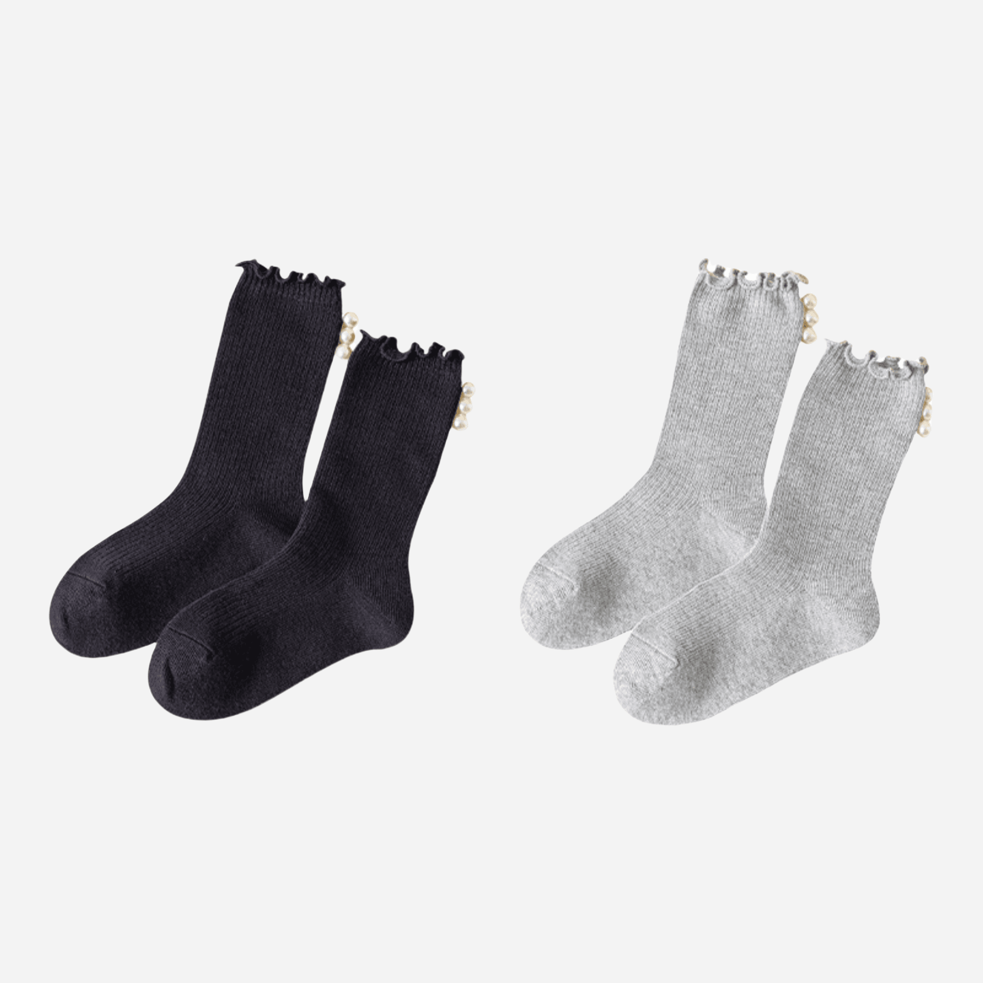 Kid's Sweet Pearl Trim Socks - 2 Pairs - Weavasocks