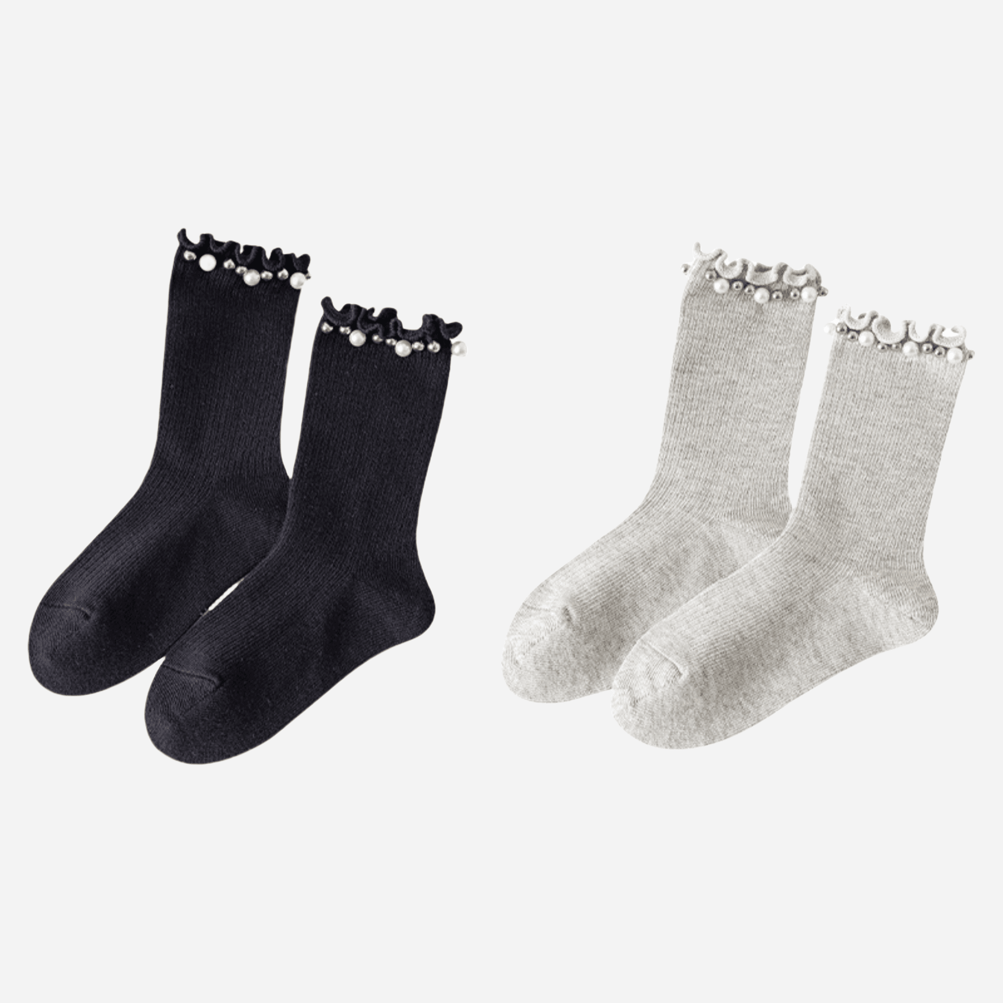 Kid's Dainty Pearl Crew Socks - 2 Pairs - Weavasocks