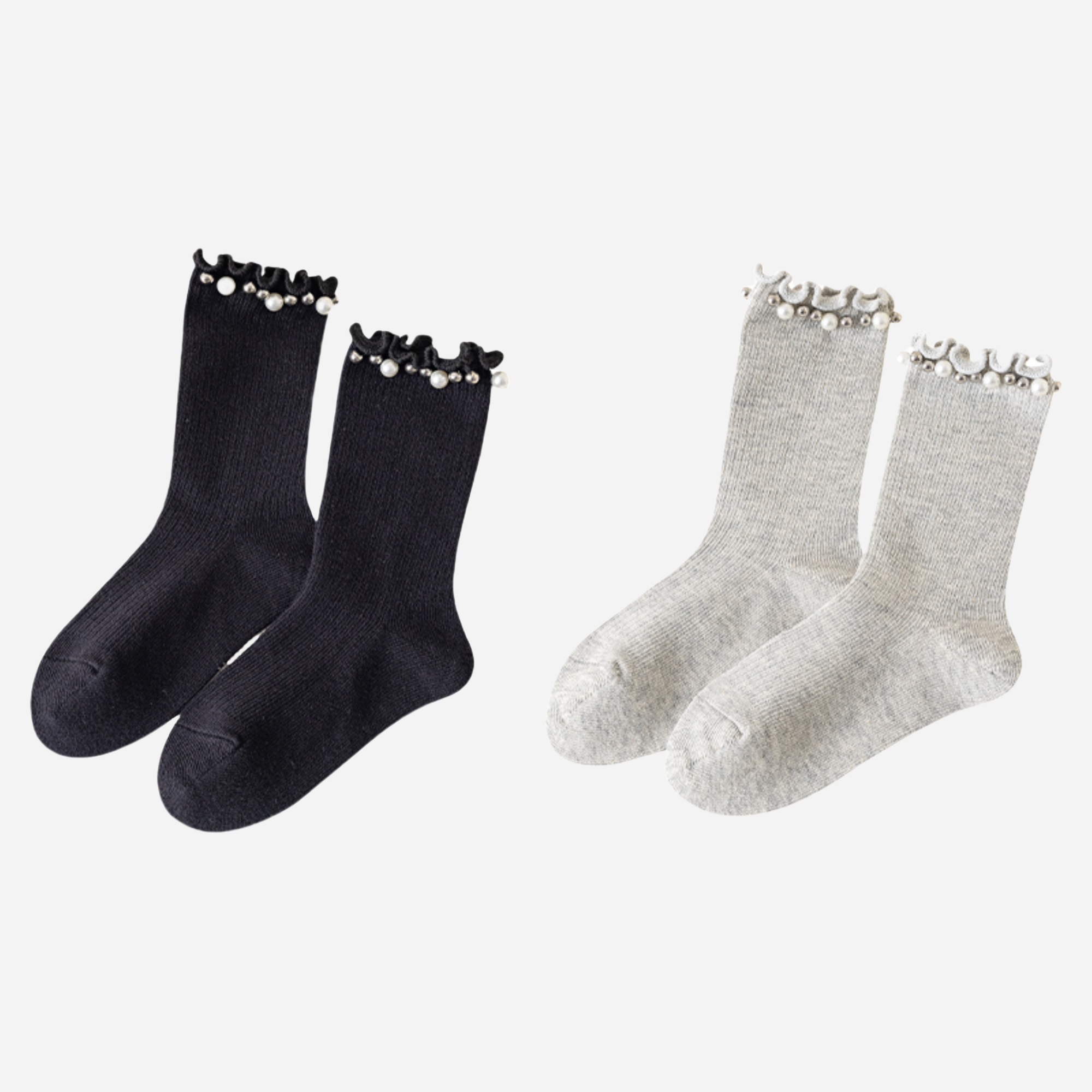 Kid's Dainty Pearl Crew Socks - 2 Pairs