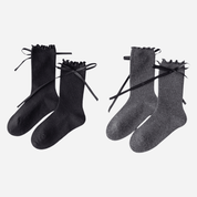 Kid's Ribbon Tie Ruffle Socks - 2 Pairs - Weavasocks