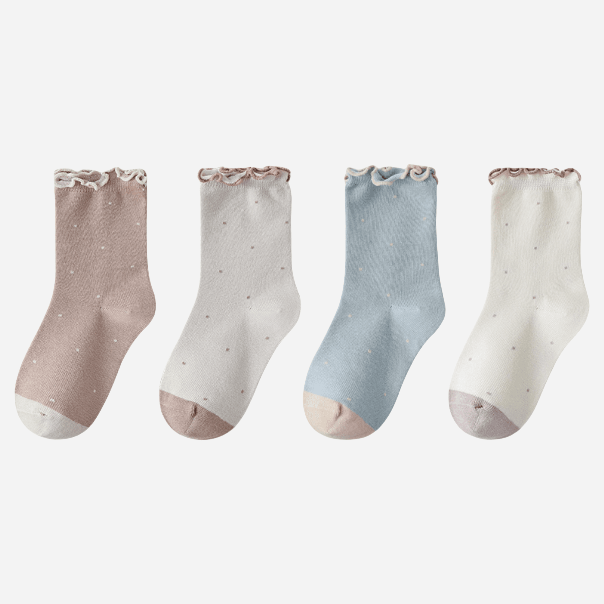 Kid's Pastel Dot Lettuce Cuff Socks - 4 Pairs - Weavasocks