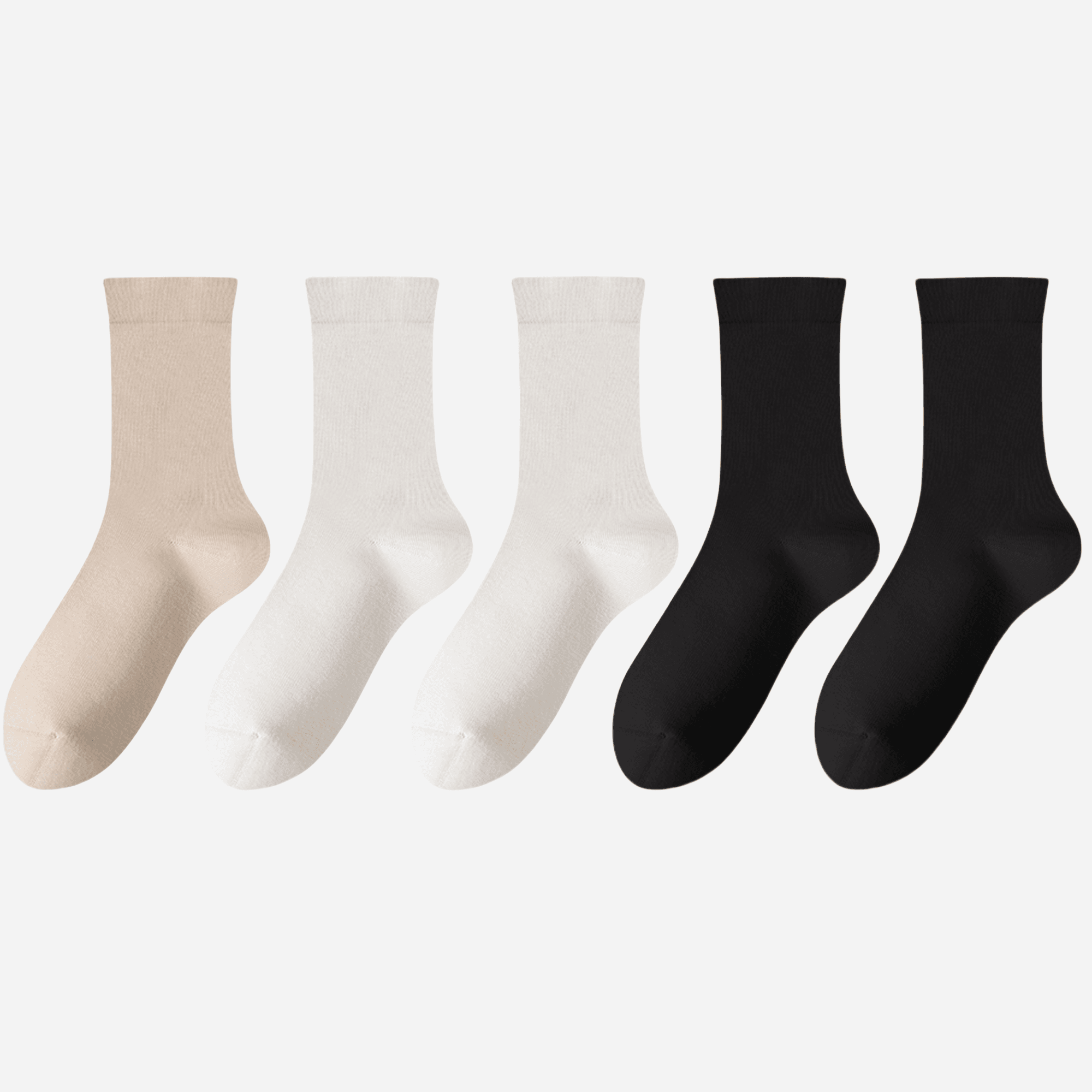 Women's Classic Solid Color Crew Socks - 5 Pairs