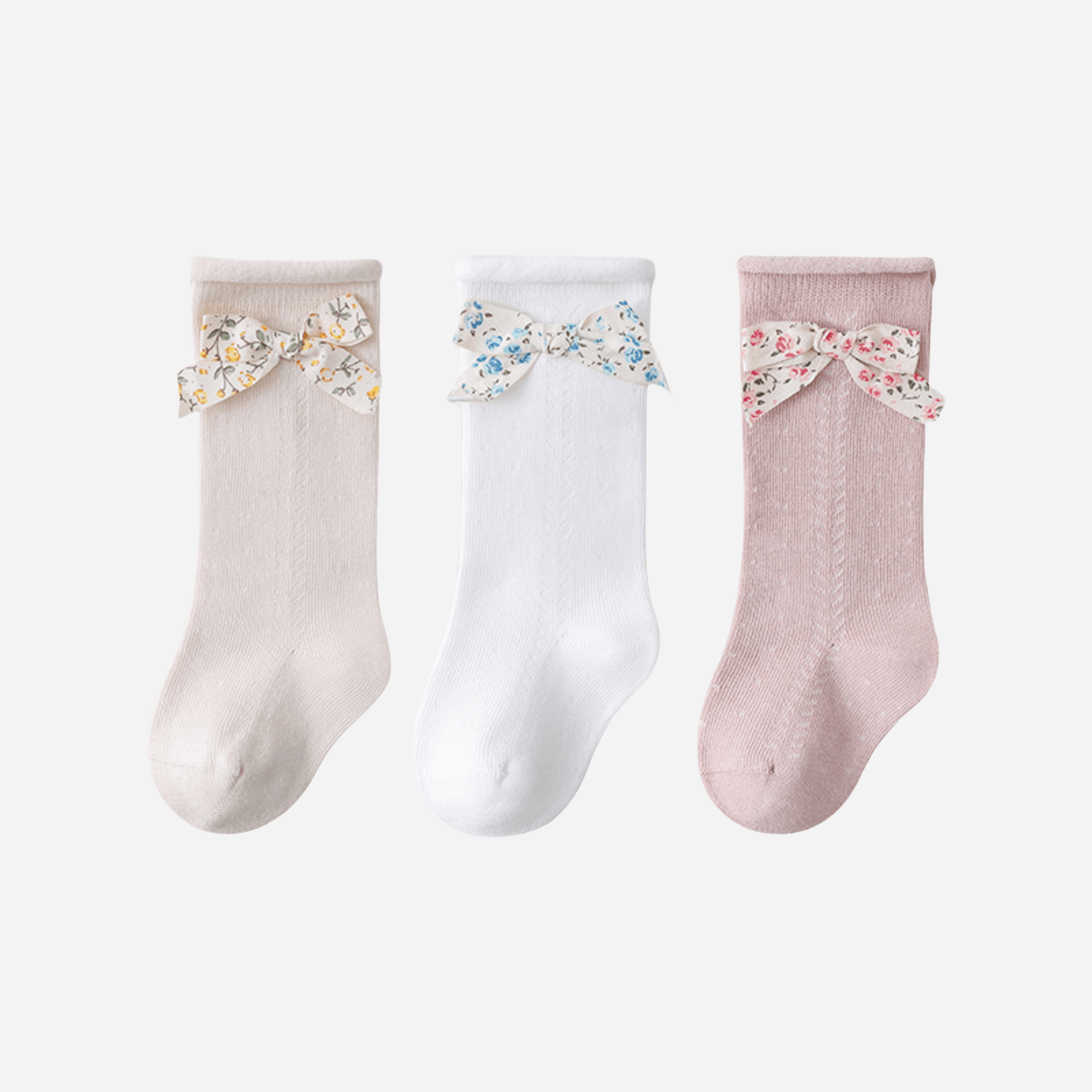 Babies The Floral Bow Knee-Highs-3 pack - Weavasocks