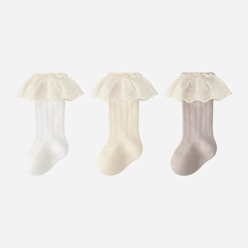 Babies Victorian Lace Knee Highs-3 Pairs
