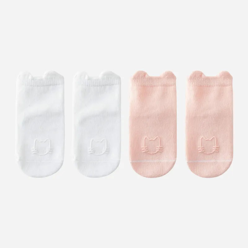 Babies Solid No-slip Socks-4 Pairs
