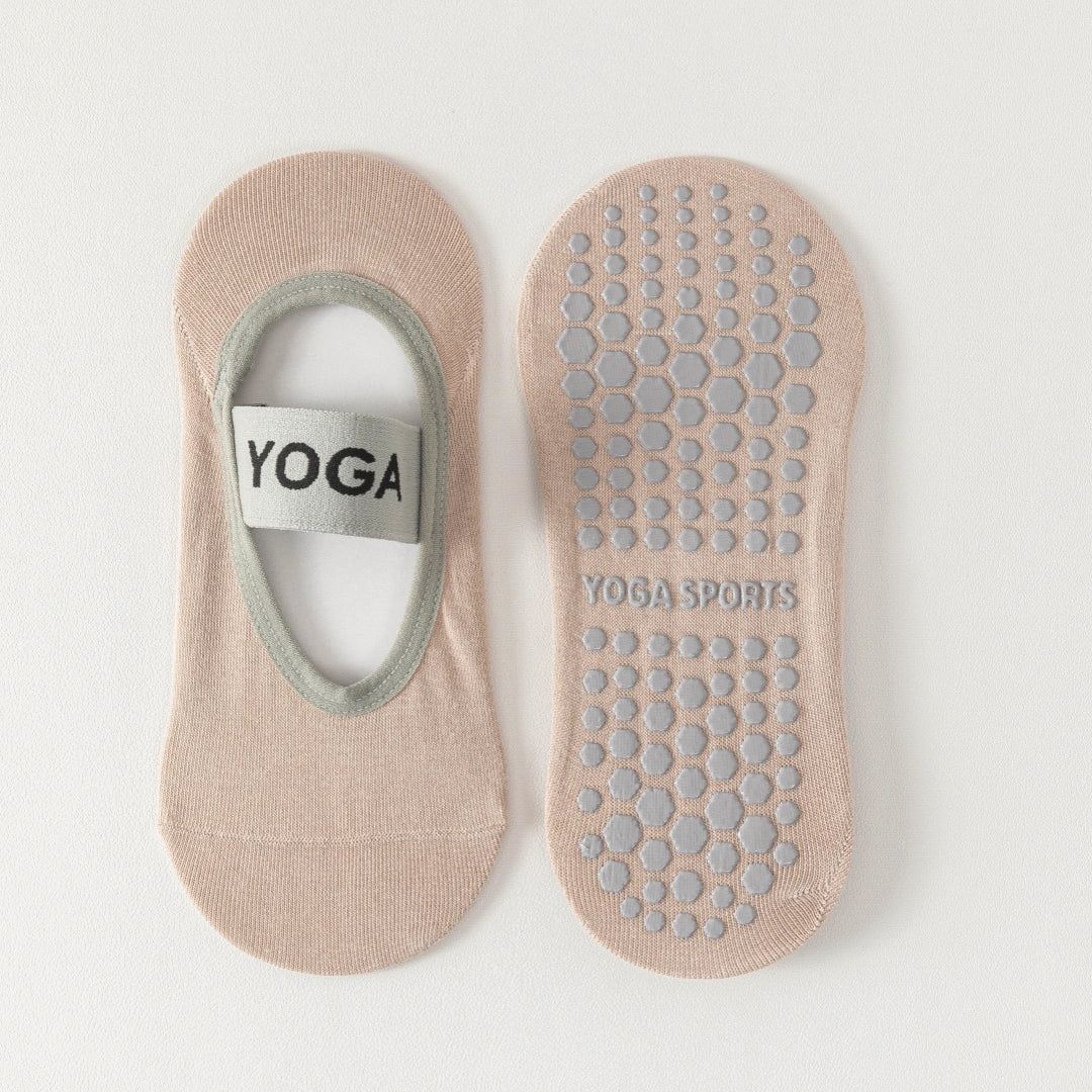 Women's Mercerized 92% Cotton Pilates Socks - product photo showing secure grip comfort