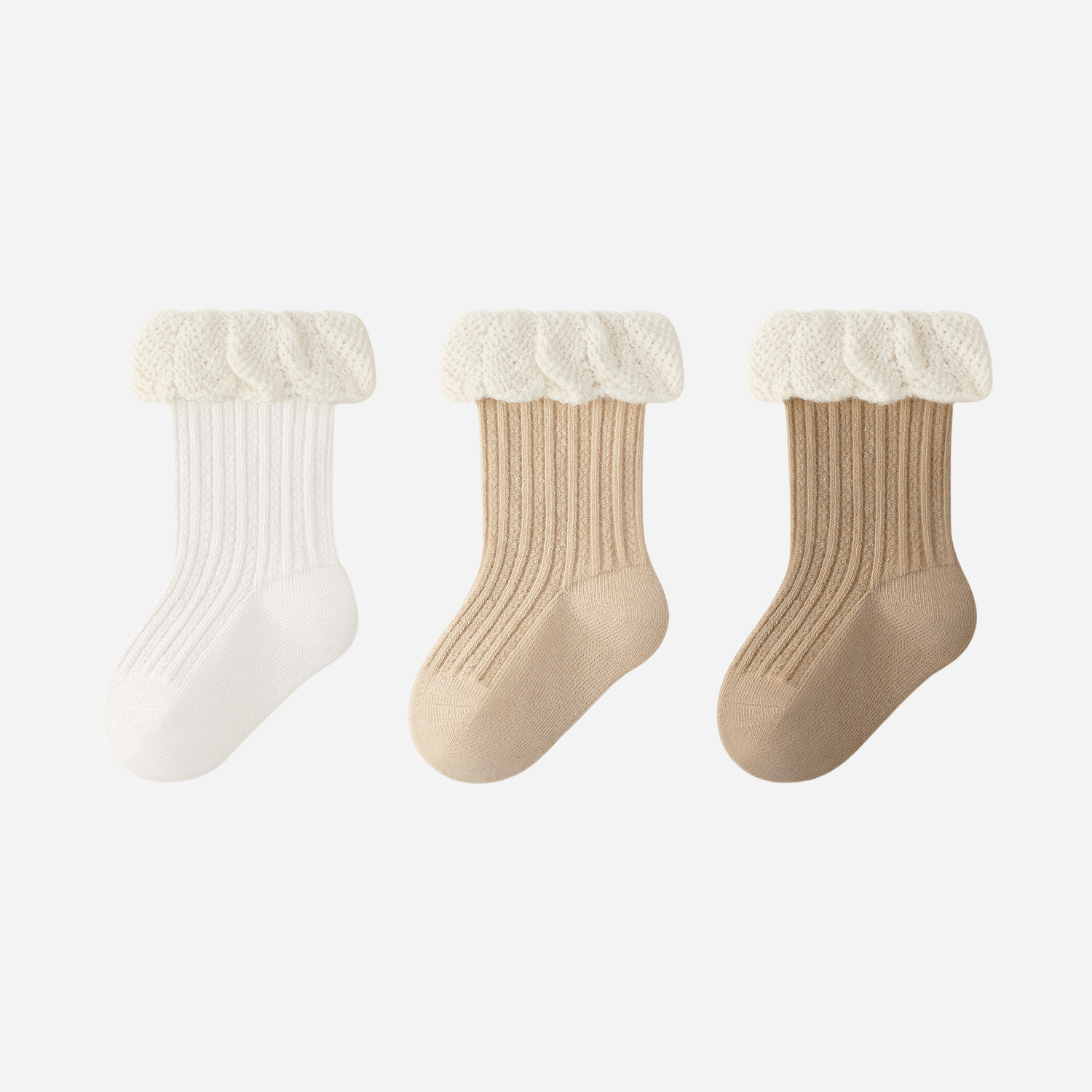 Babies Scalloped Cuff Socks-3 Pack - Weavasocks