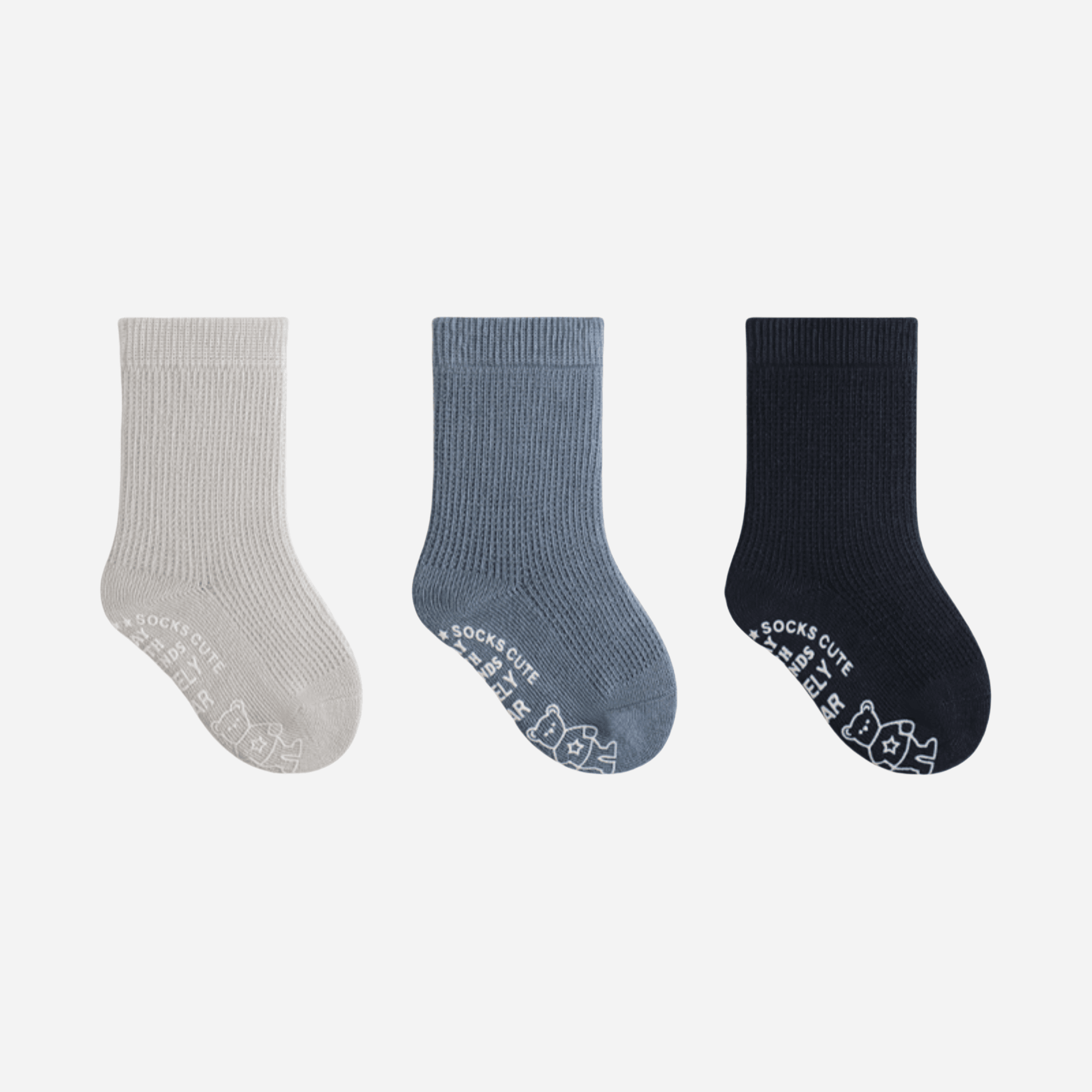 Babies' Non-Slip Socks with Bear Grips-3 Pack - Weavasocks