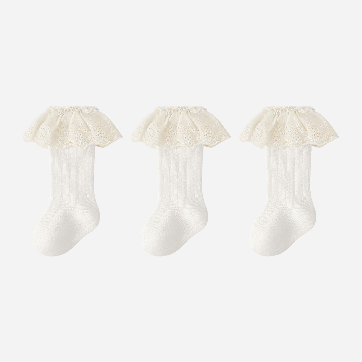 Babies Victorian Lace Knee Highs-3 Pack - Weavasocks