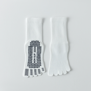 Women's Five-Toe Yoga Crew Socks - detail photo showing secure grip comfort