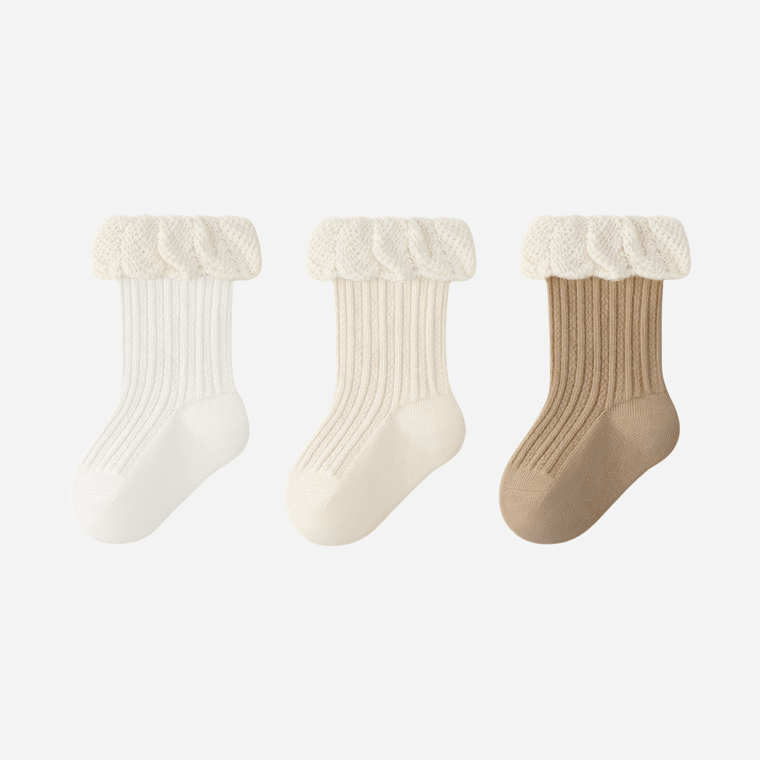 Babies Scalloped Cuff Socks-3 Pack - Weavasocks