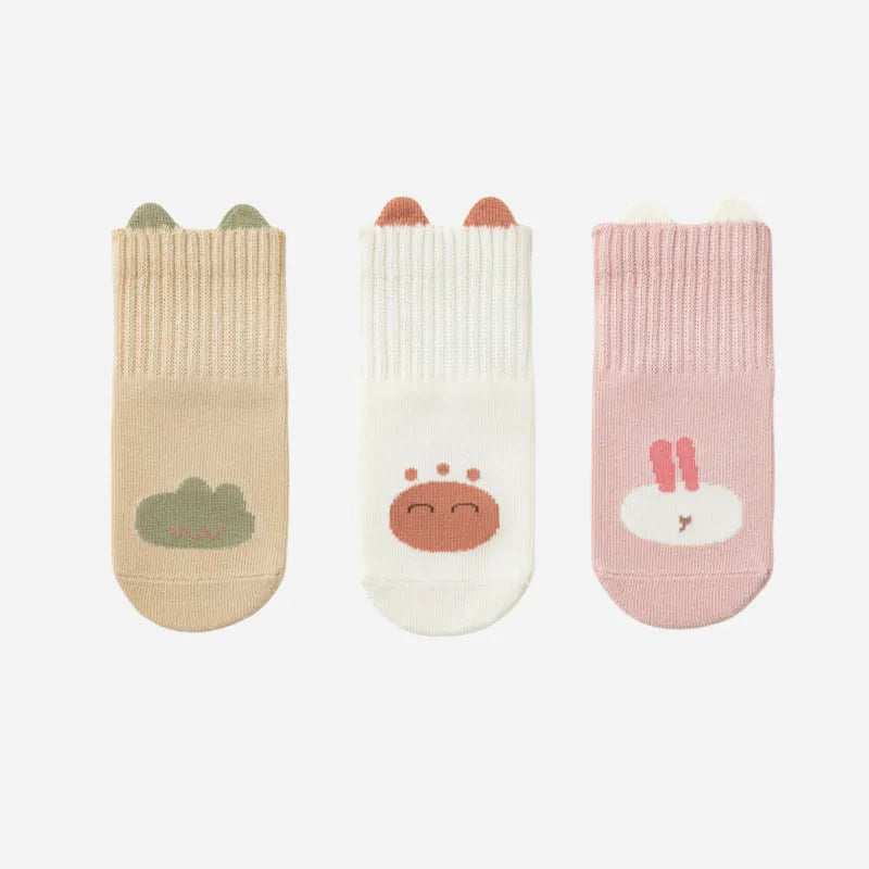 Babies' Cartoon Grip Socks-3 Pairs