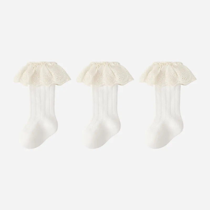 Babies Victorian Lace Knee Highs-3 Pairs