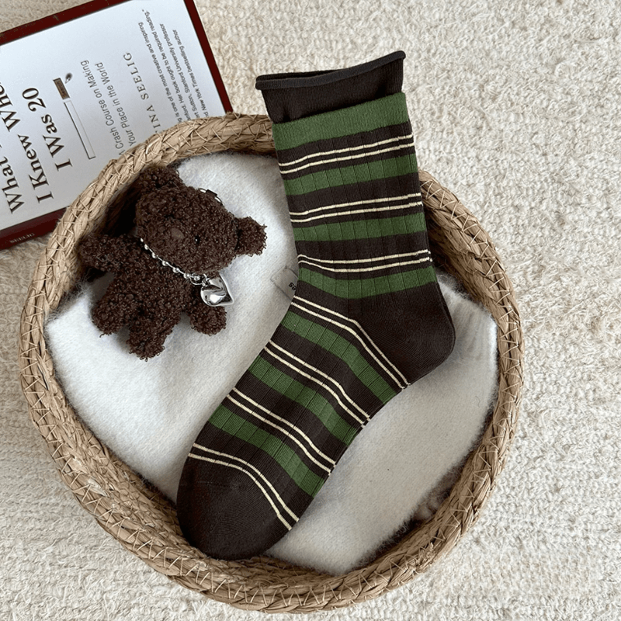 Women's Combed Cotton Stripe Crew Socks - Single Pair