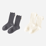 Kid's Sweet Pearl Trim Socks - 2 Pairs - Weavasocks