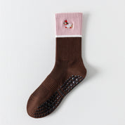 Women's 92% Cotton Yoga Mesh Crew Socks - product photo showing secure grip comfort