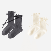 Kid's Ribbon Tie Ruffle Socks - 2 Pairs - Weavasocks