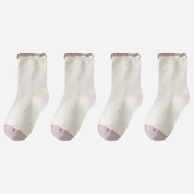 Kid's Pastel Dot Lettuce Cuff Socks - 4 Pairs - Weavasocks