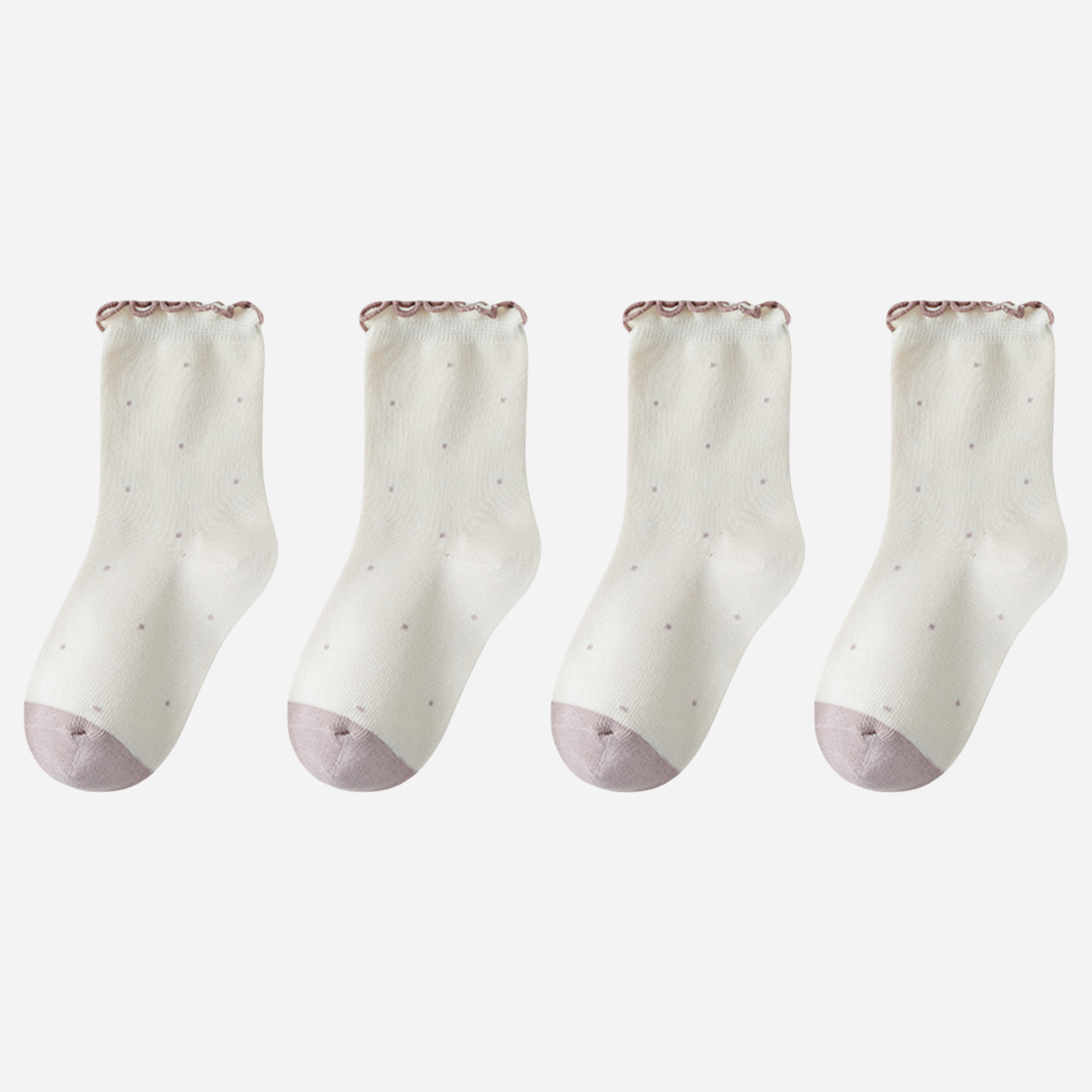 Kid's Pastel Dot Lettuce Cuff Socks - 4 Pairs