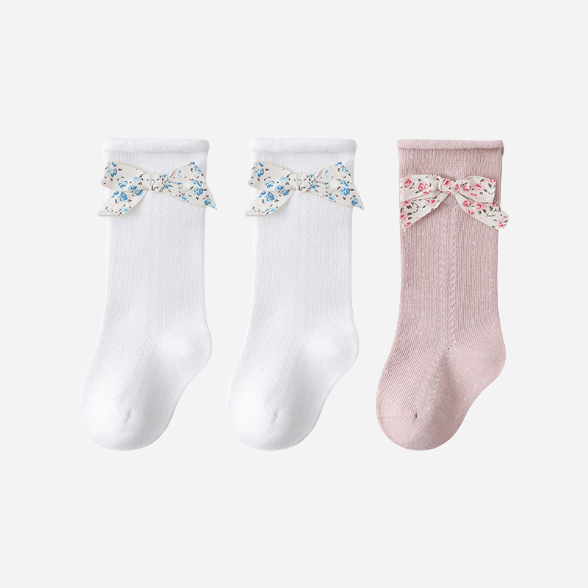 Babies The Floral Bow Knee-Highs-3 pack - Weavasocks