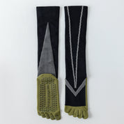 Professional Non-Slip Five-Toe Yoga Knee-High Socks - detail photo showing secure grip comfort