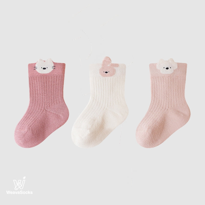 Babies' Ribbed Crew Socks-3 Pack