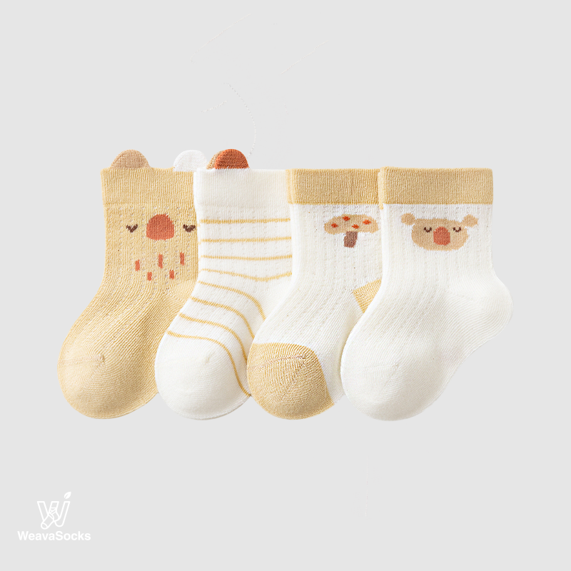 Babies' Breathable Ribbed Ankle Socks -4 Pack