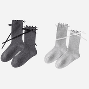 Kid's Ribbon Tie Ruffle Socks - 2 Pairs - Weavasocks