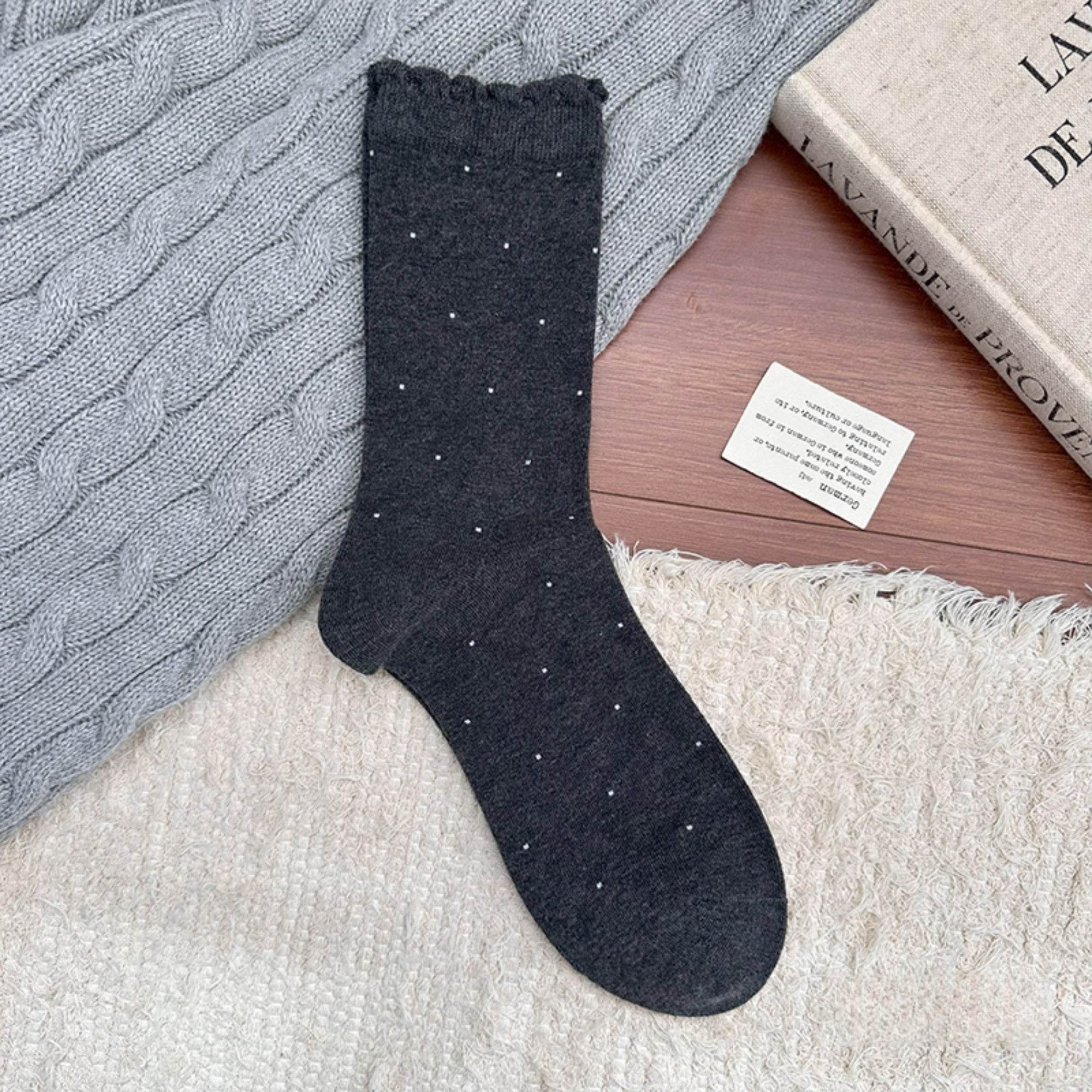 Women's Dainty Dot Ruffle Cuff Socks - Single Pair