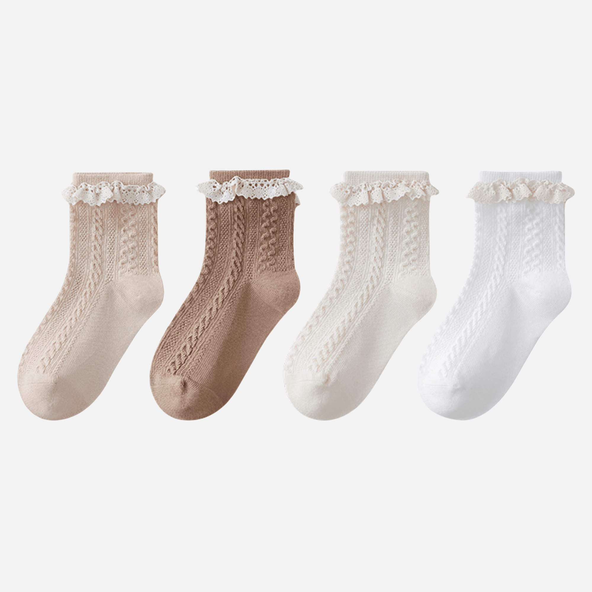 Babies The Cable-Knit Lace Socks-4 pack - Weavasocks