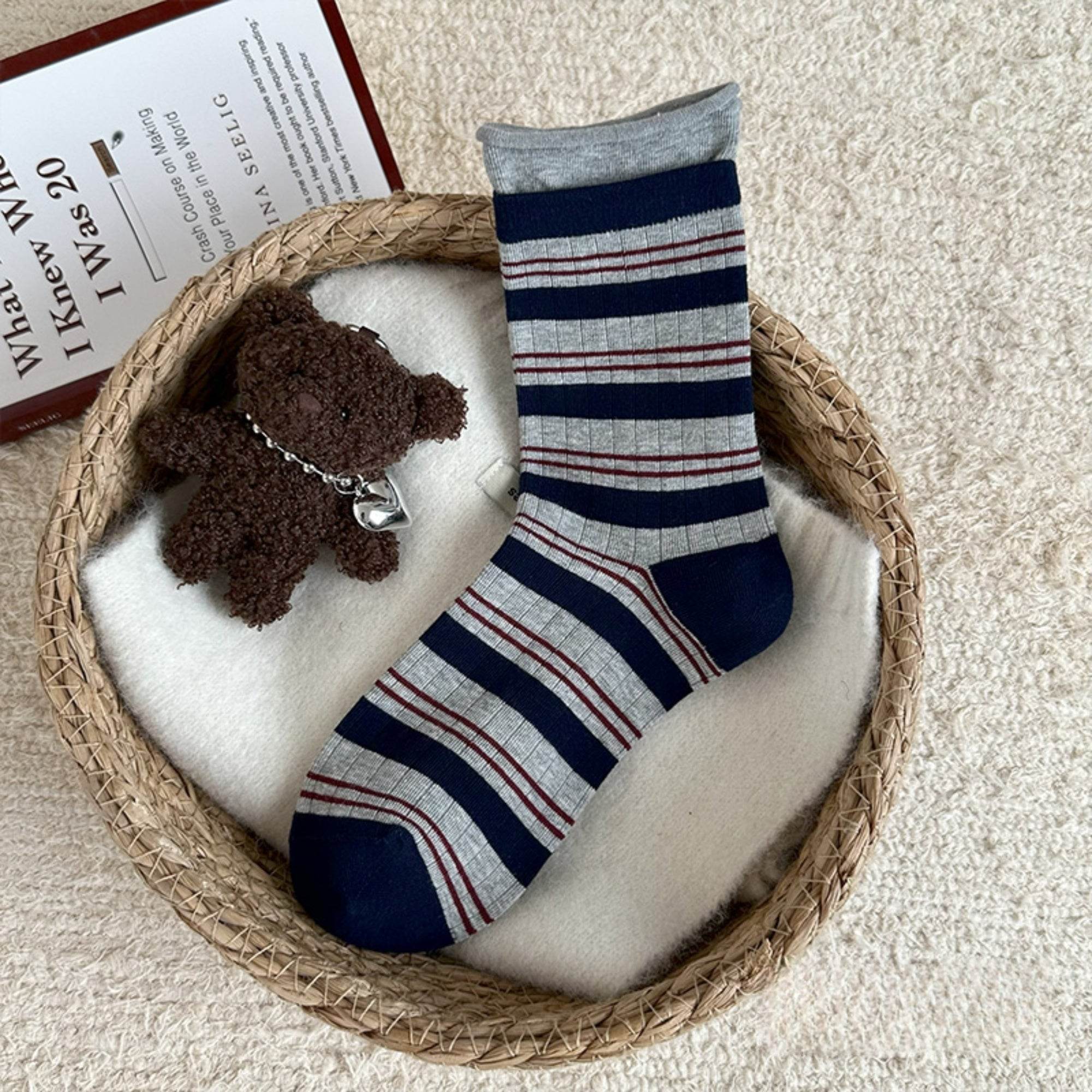 Women's Combed Cotton Stripe Crew Socks - Single Pair