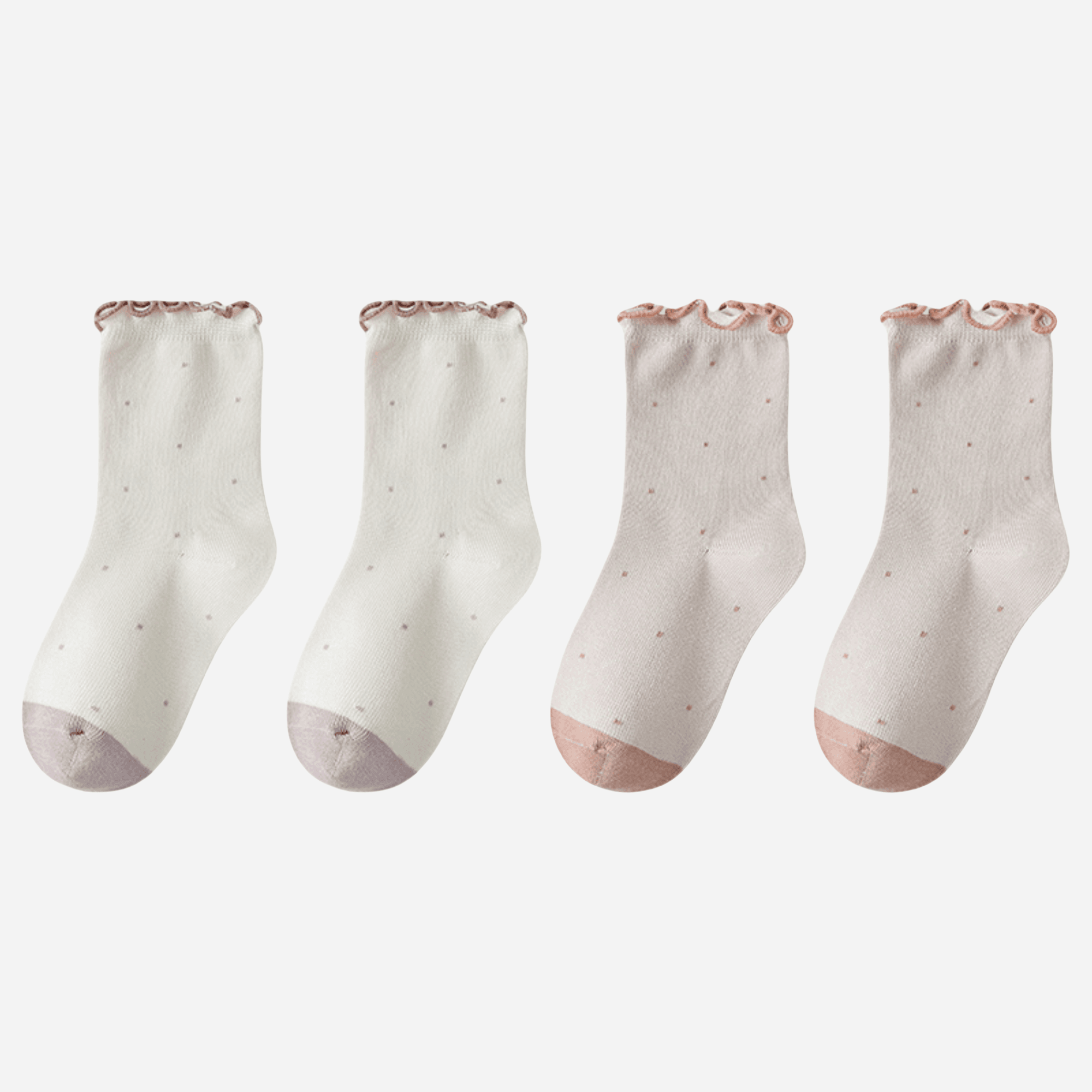 Kid's Pastel Dot Lettuce Cuff Socks - 4 Pairs - Weavasocks