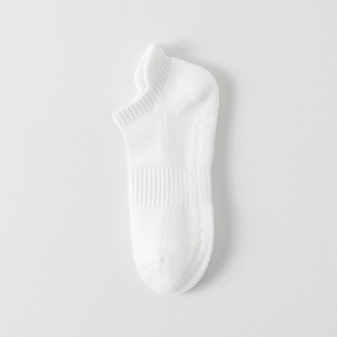 Men's 92% Cotton Non-Slip Yoga Ankle Socks - product photo showing secure grip comfort