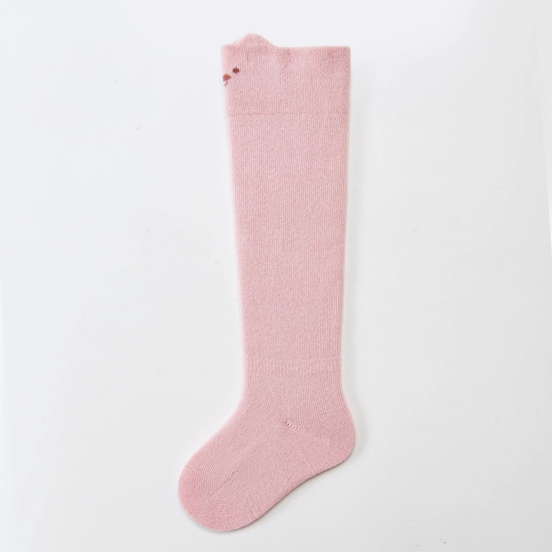 Baby’s Pastel Pals' 3D Ear & Minimalist Face Knee-High