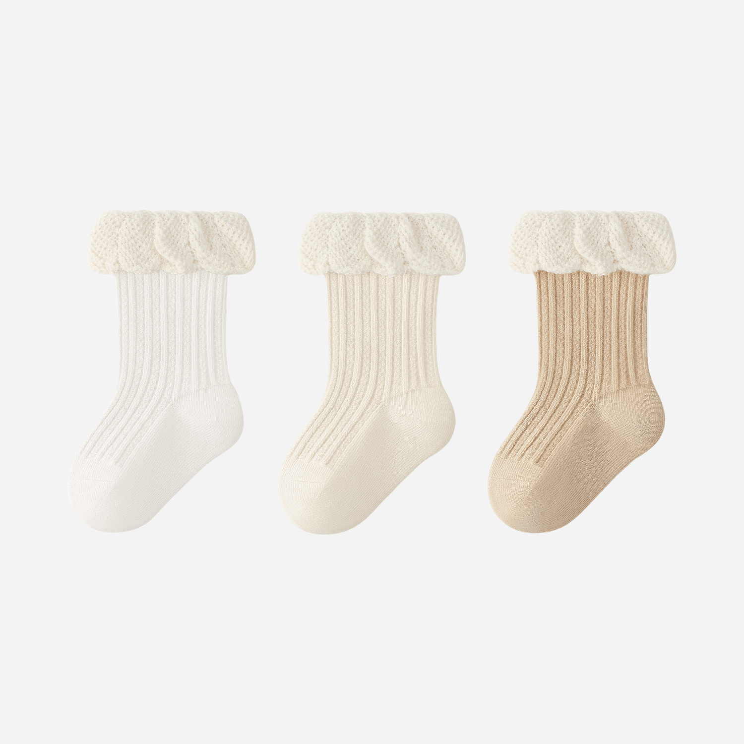 Babies Scalloped Cuff Socks-3 Pack - Weavasocks