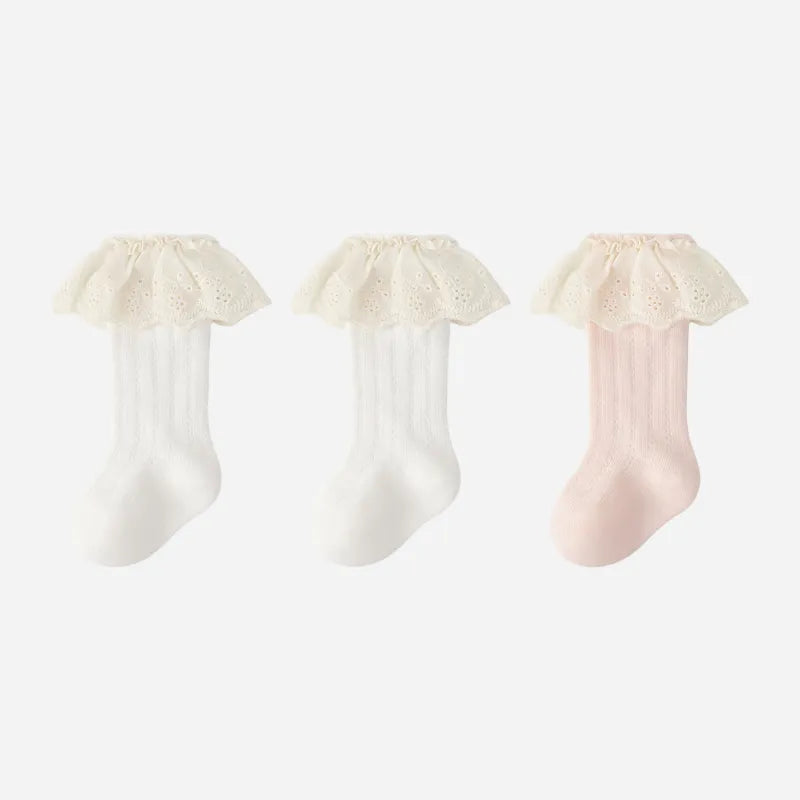 Babies Victorian Lace Knee Highs-3 Pairs