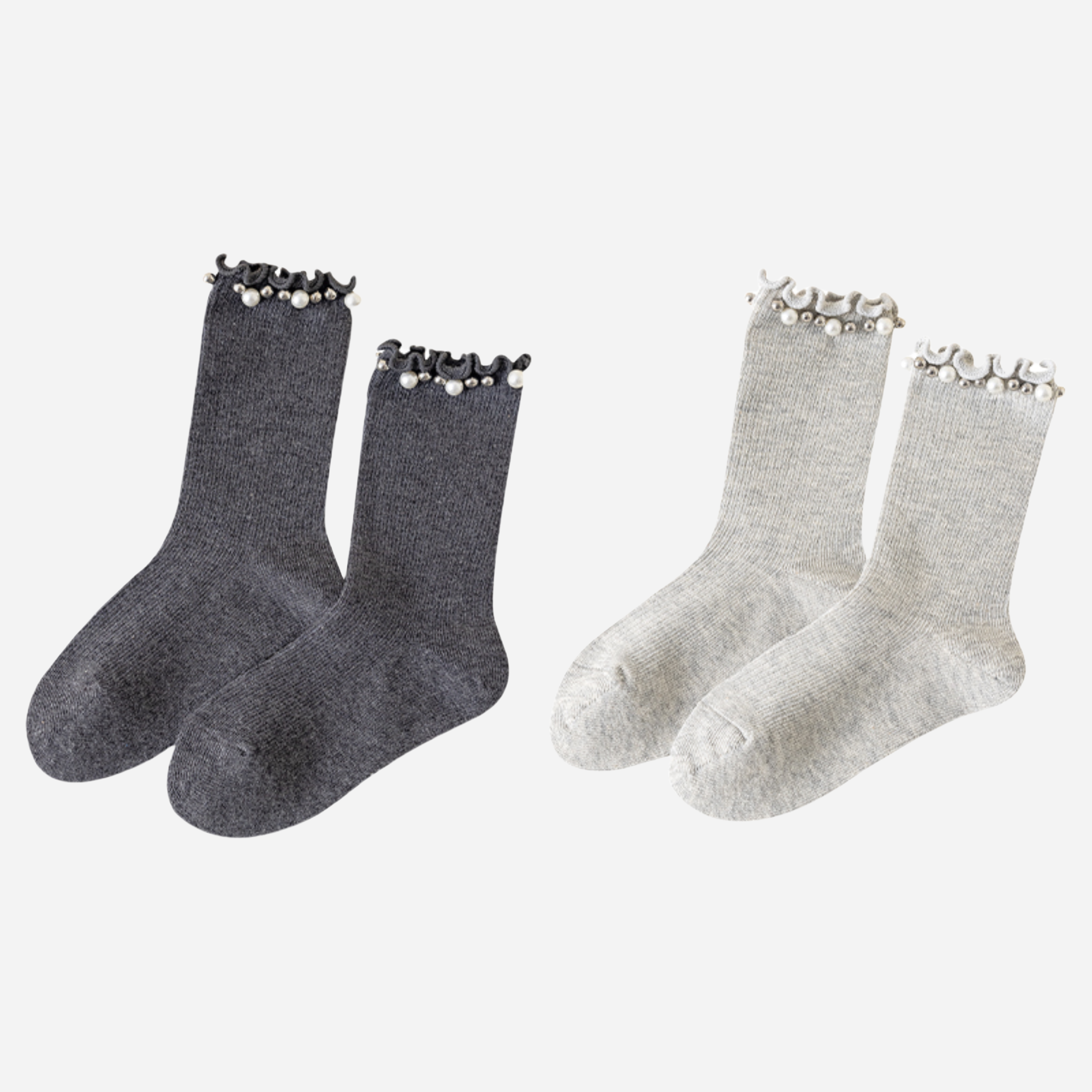 Kid's Dainty Pearl Crew Socks - 2 Pairs