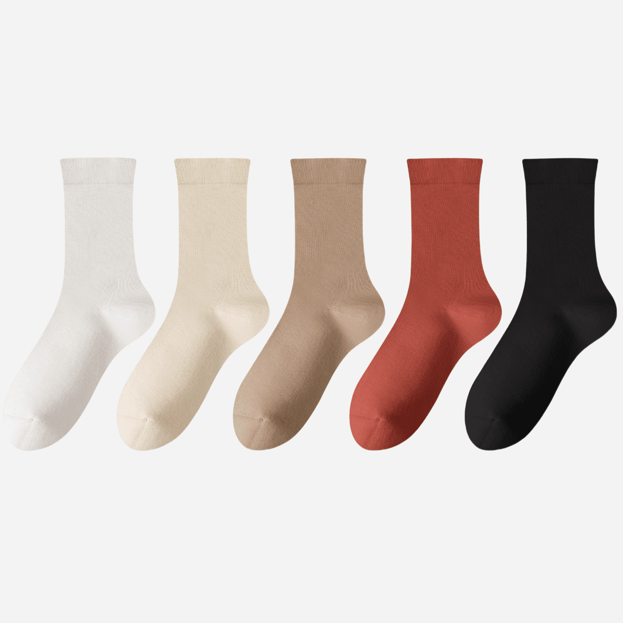 Women's Classic Solid Color Crew Socks - 5 Pairs