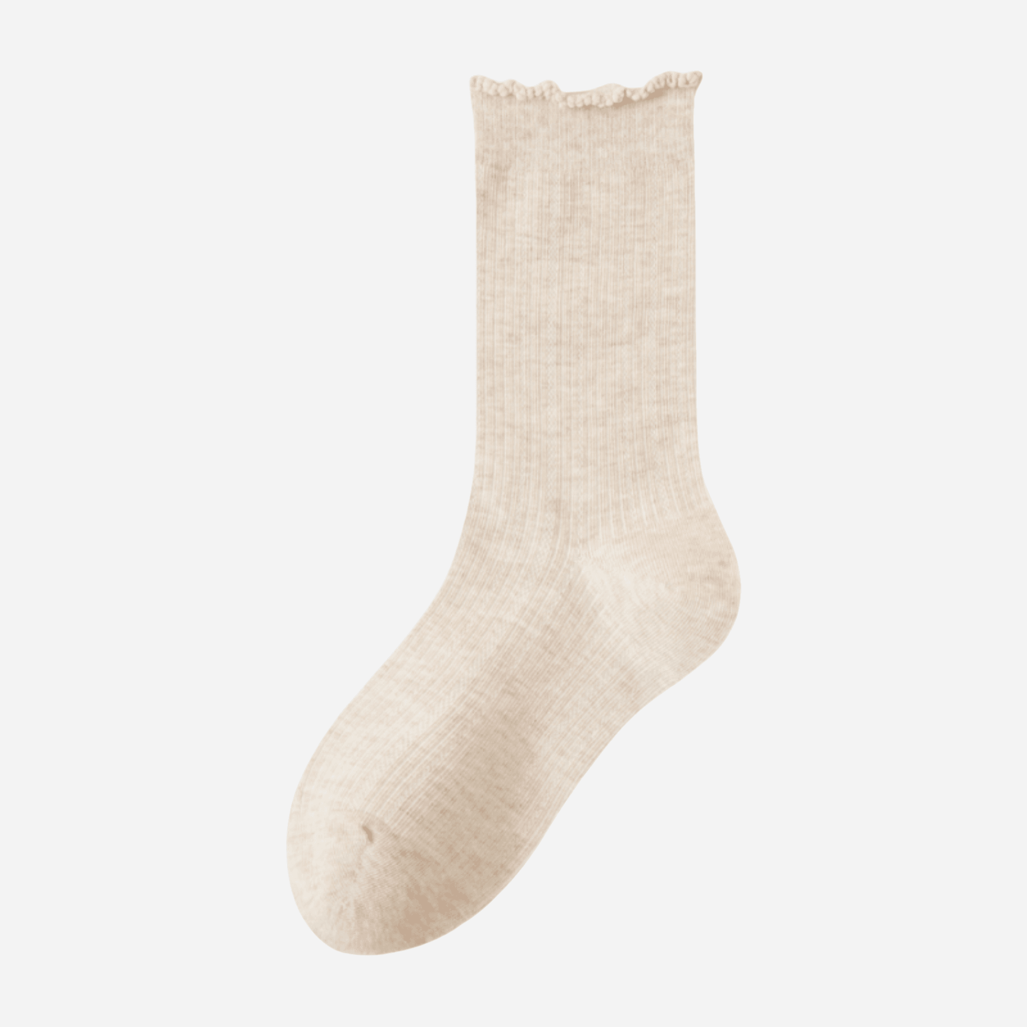 Women's Dainty Ruffle-Cuff Ribbed Socks - Single Pair