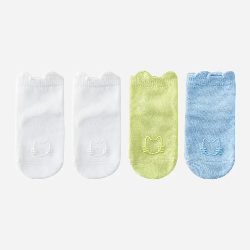 Babies Solid No-slip Socks-4 Pairs
