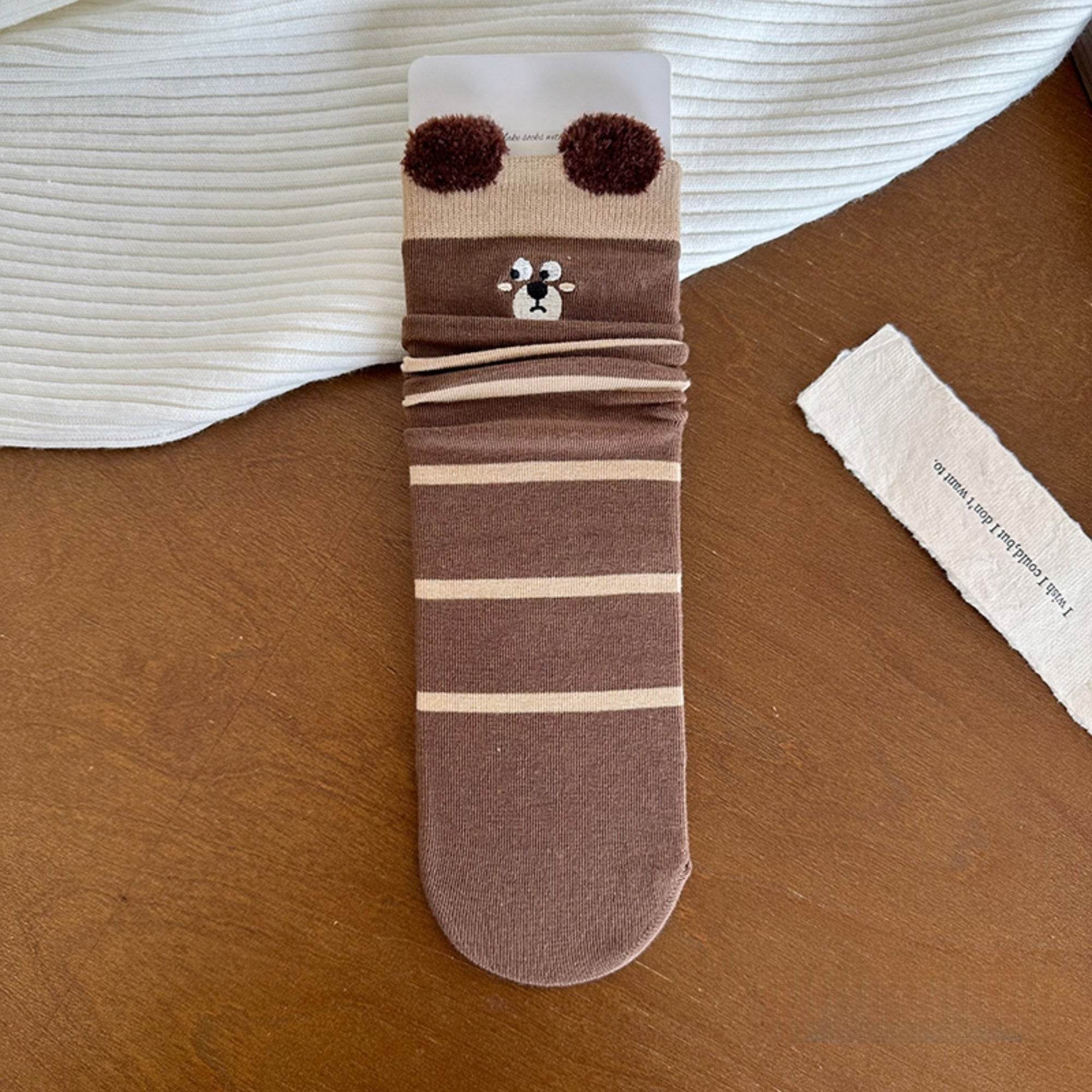 Women's Cute 3D Animal Ear Crew Socks - Single Pair