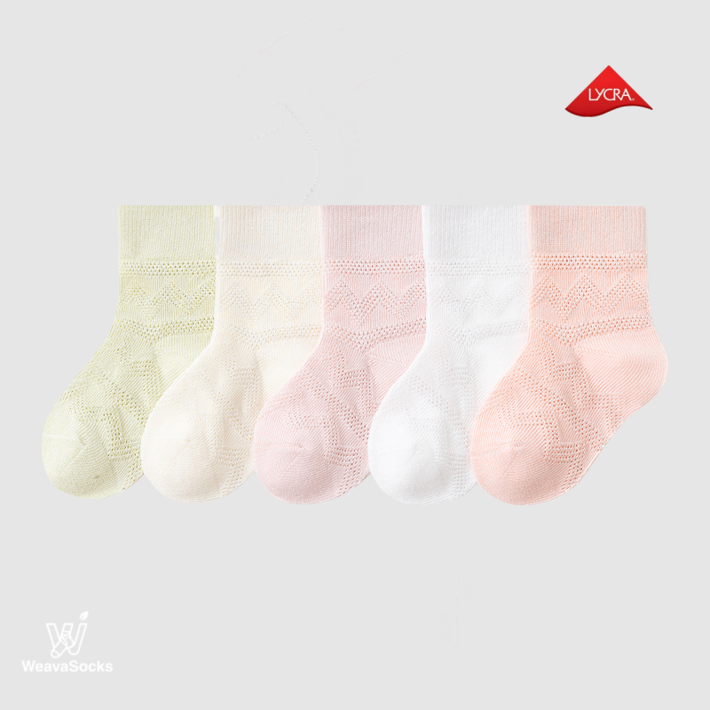 Babies' Ultra-Breathable Mesh Crew Socks-5 Pack