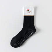 Women's 92% Cotton Yoga Mesh Crew Socks - product photo showing secure grip comfort
