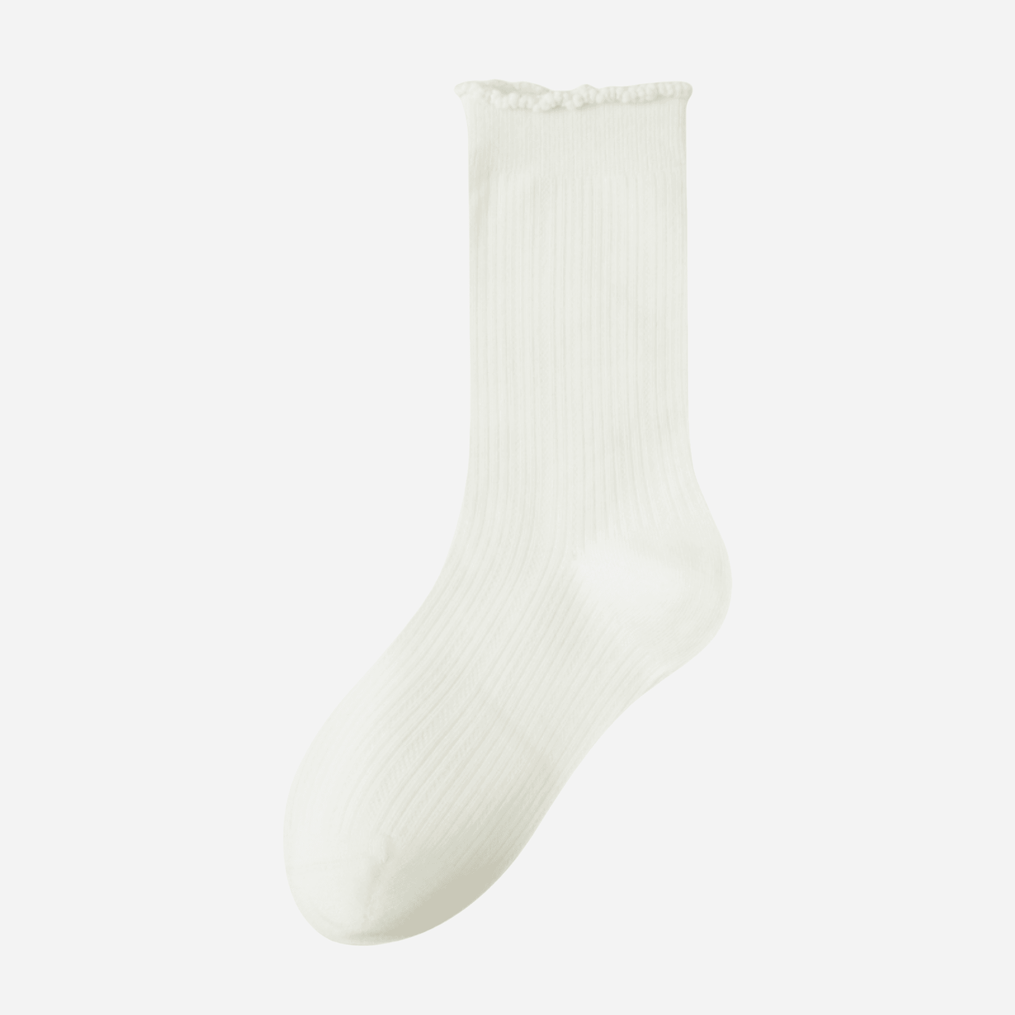 Women's Dainty Ruffle-Cuff Ribbed Socks - Single Pair