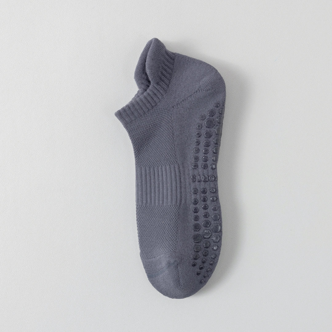 Men's 92% Cotton Non-Slip Yoga Ankle Socks - product photo showing secure grip comfort