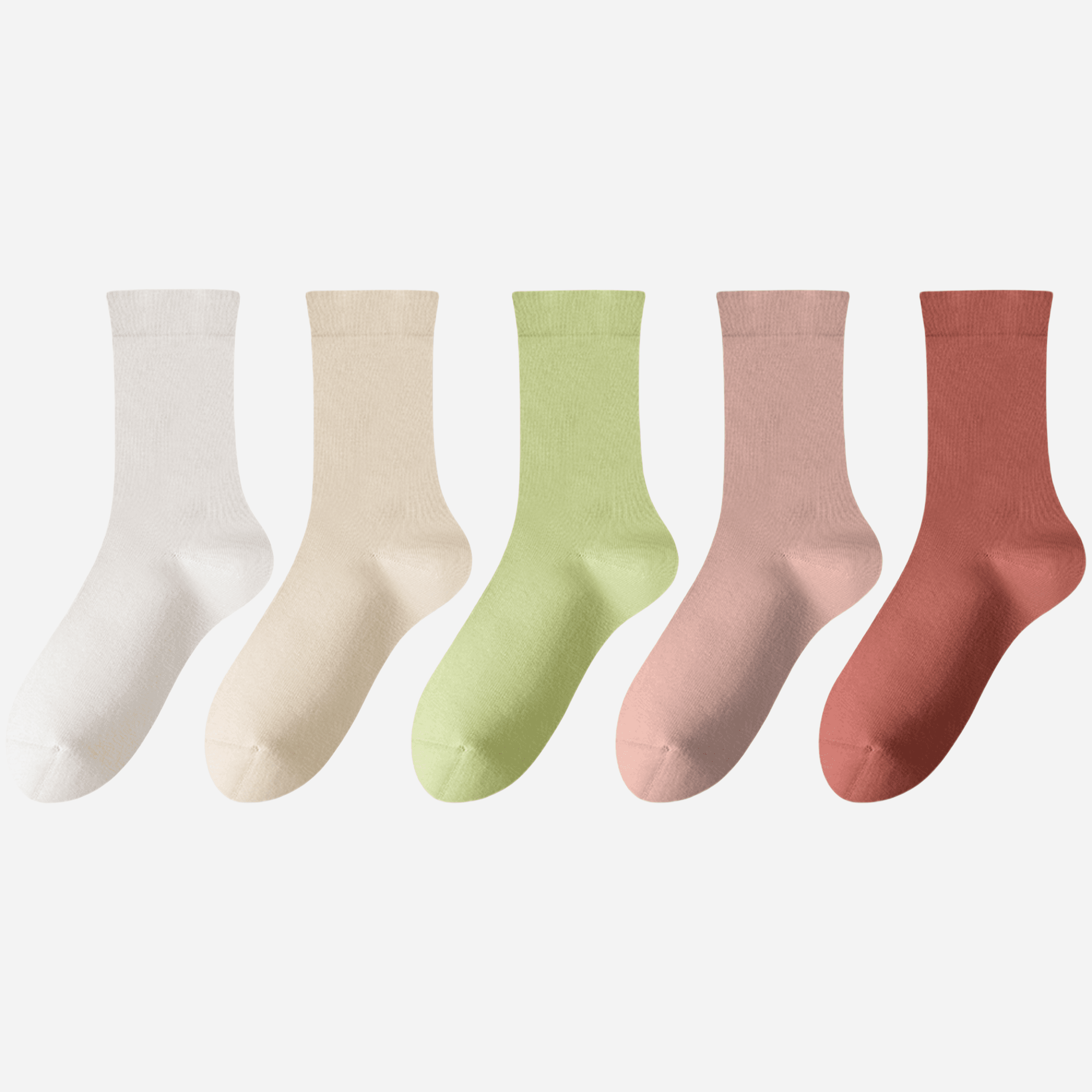 Women's Classic Solid Color Crew Socks - 5 Pairs