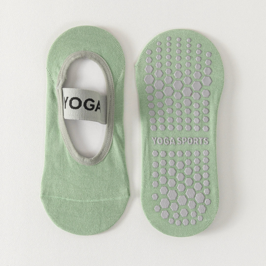 Women's Mercerized 92% Cotton Pilates Socks - product photo showing secure grip comfort