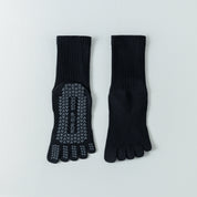 Women's Five-Toe Yoga Crew Socks - detail photo showing secure grip comfort
