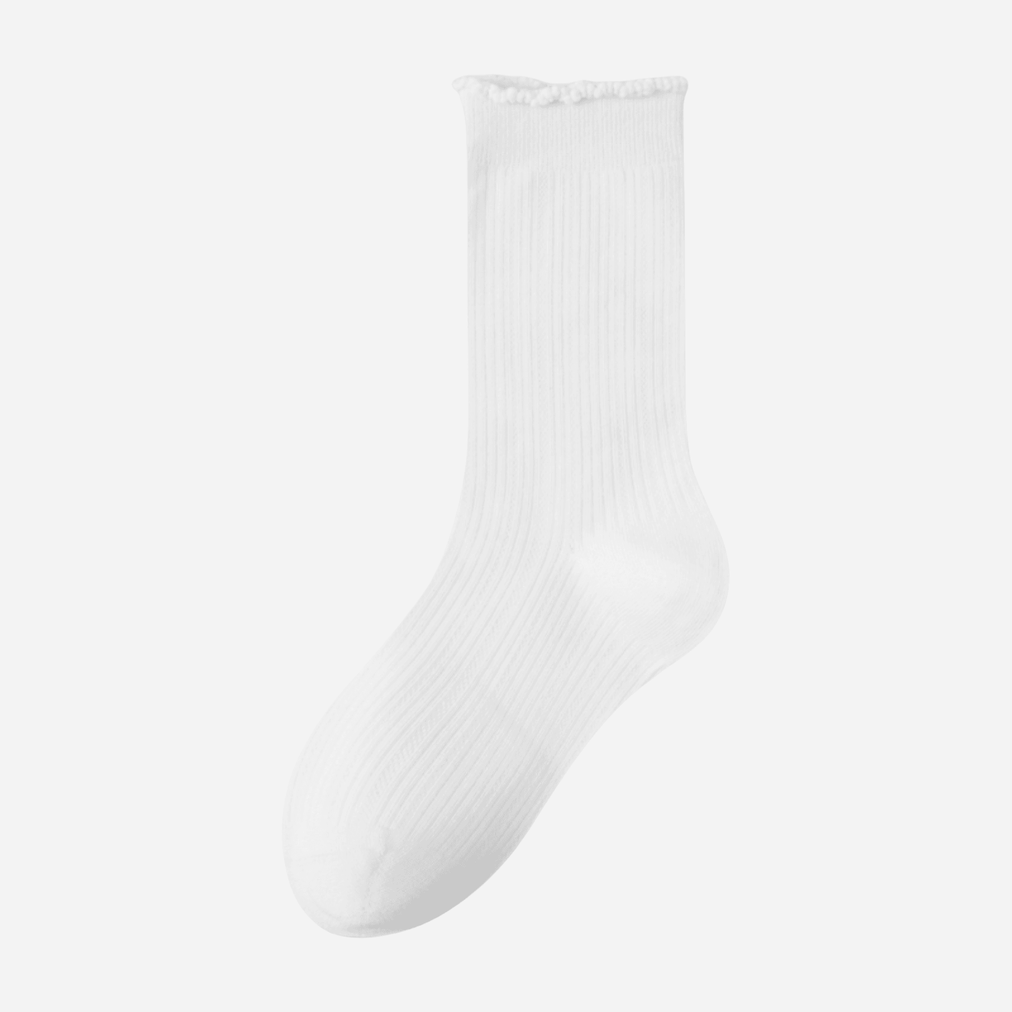 Women's Dainty Ruffle-Cuff Ribbed Socks - Single Pair
