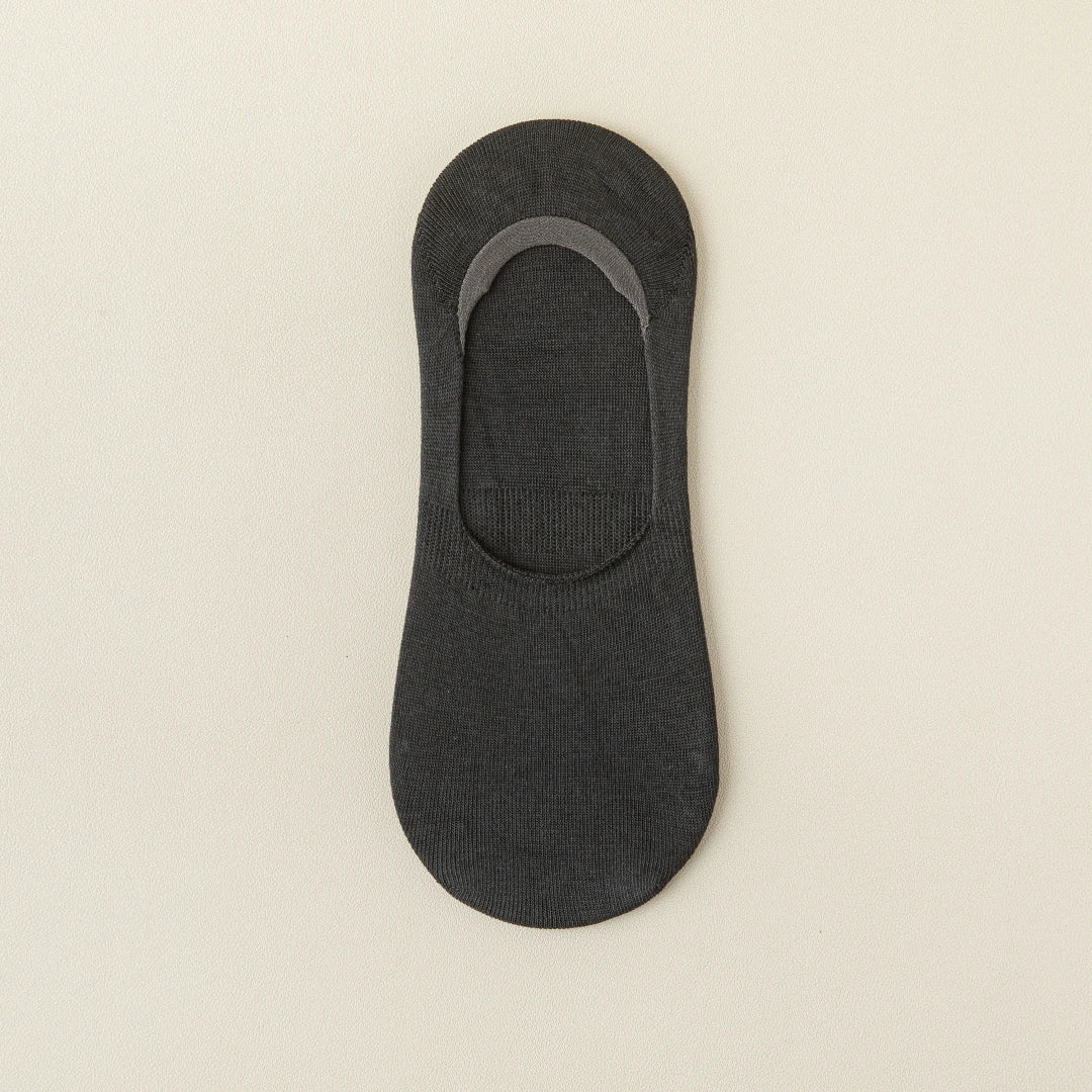 Men's Mulberry Silk & Modal Ultra-Thin No-Show Socks - product photo showing modal and mulberry silk comfort